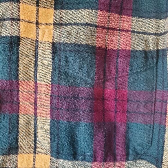 LL Bean Traditional Fit Men's L Yellow/Red/Green Flannel L/S Shirt | EUC - Picture 3 of 4